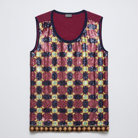 Sequin Geometric Sleeveless Top