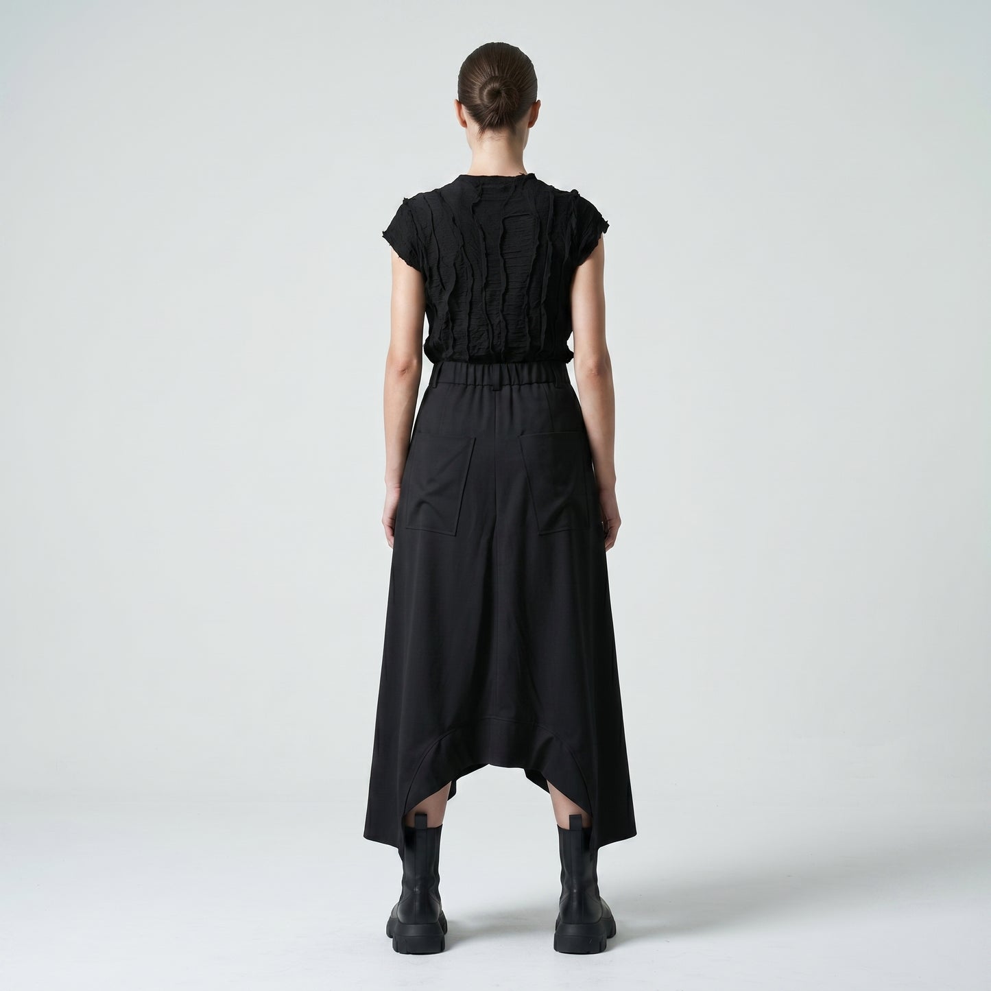 Asymmetric Tailored Black Culottes