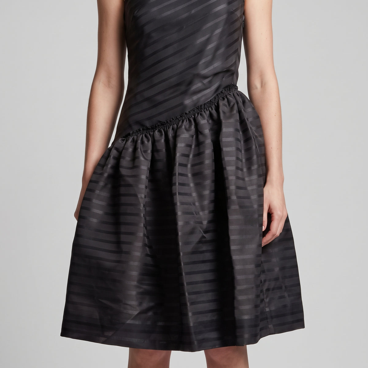 One-Shoulder Striped Cocktail Dress