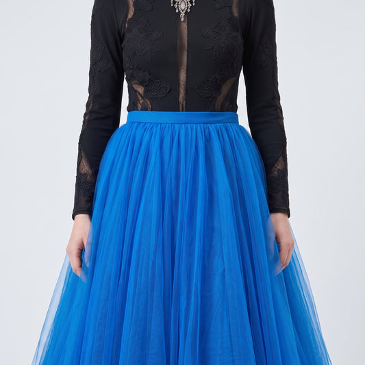 Royal Blue Tulle Maxi Skirt
