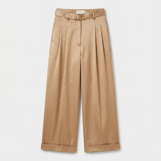 Tailored Satin Belted Trousers