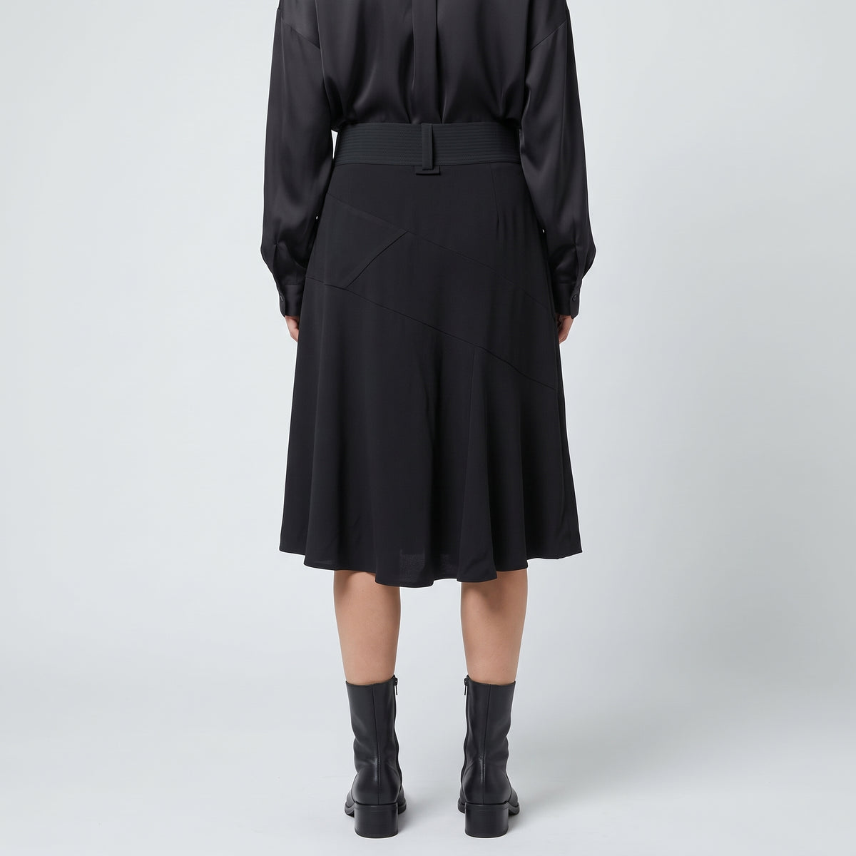Asymmetric Lace Detail Midi Skirt