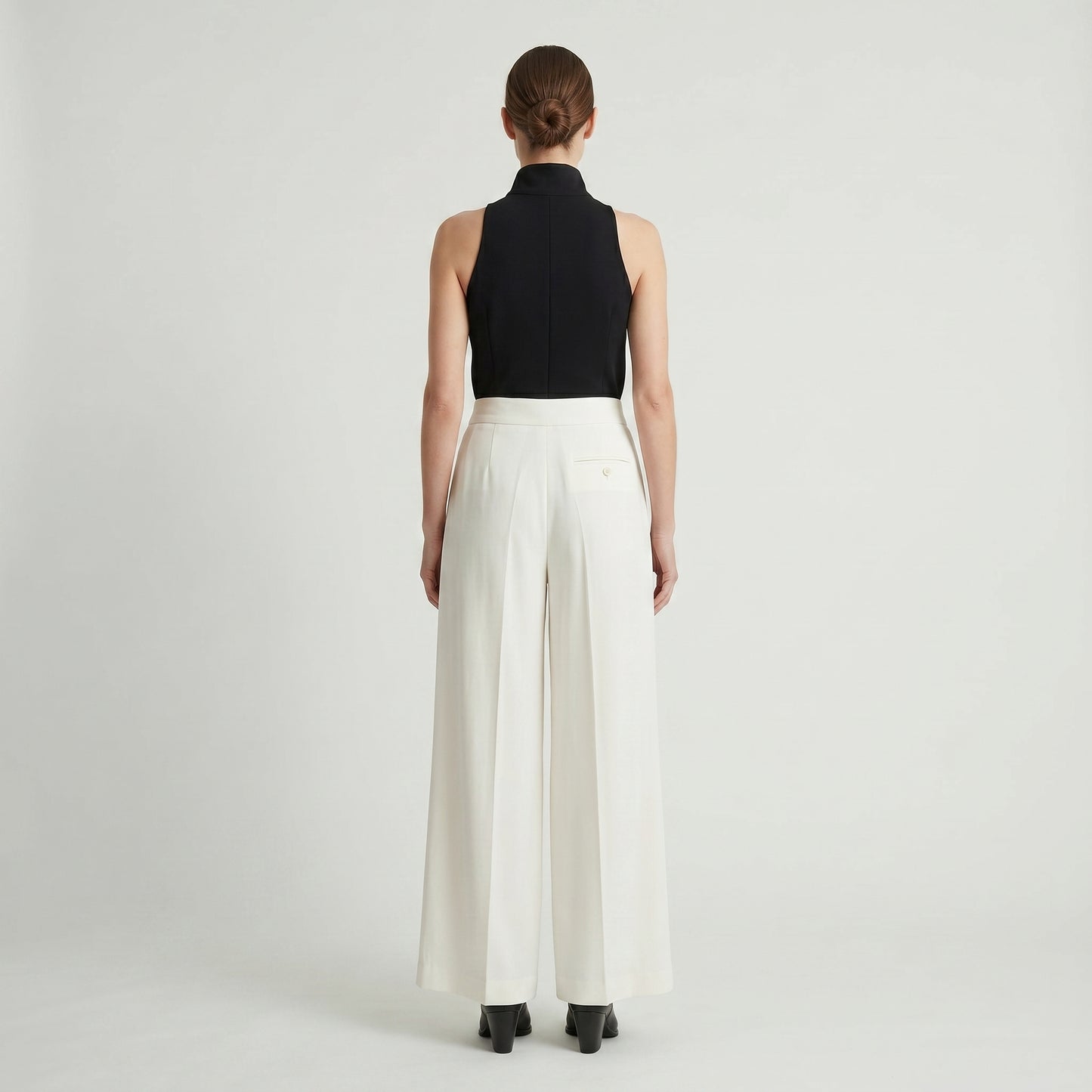 Pleated Wide Leg Tailored Trousers