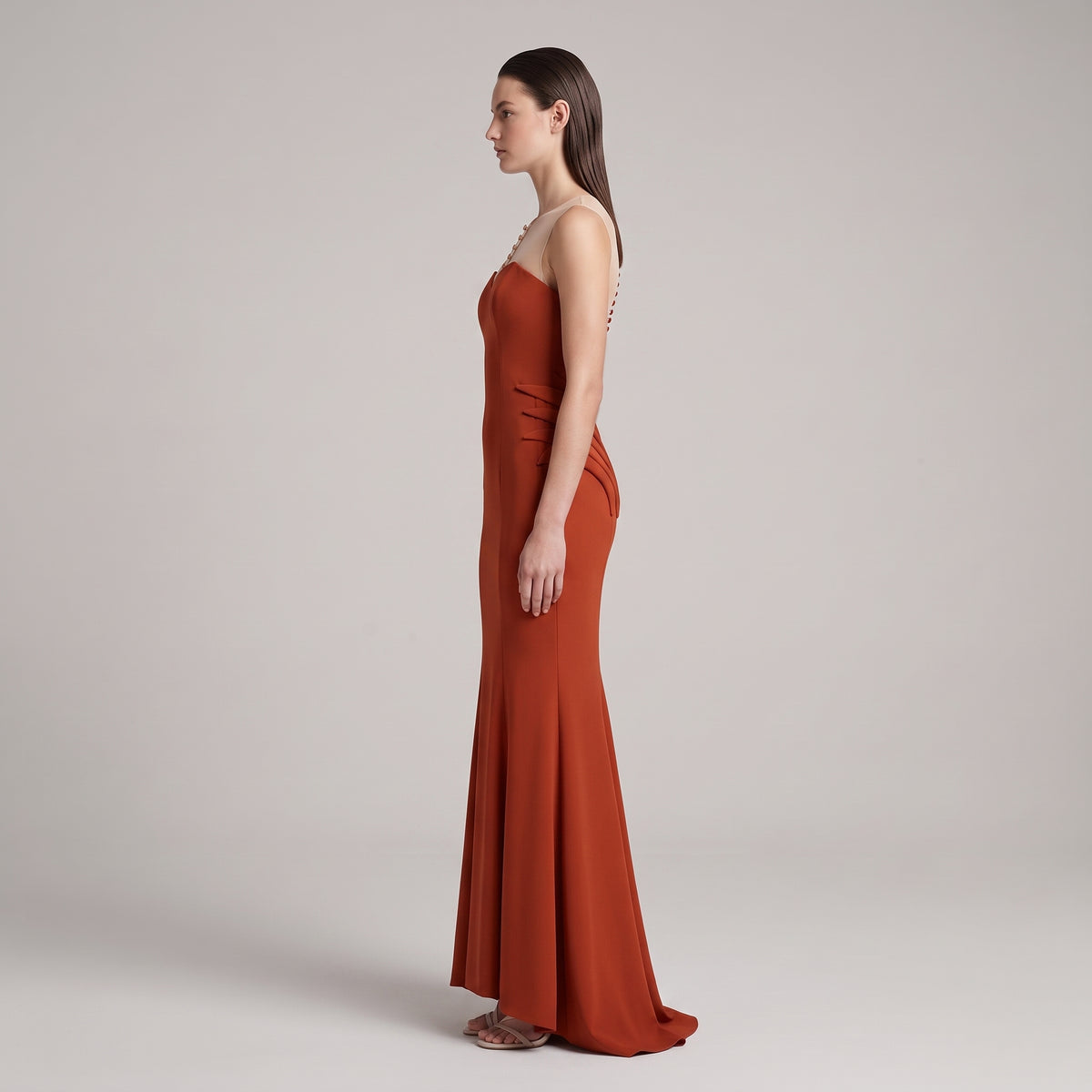 Sheer Yoke Mermaid Gown