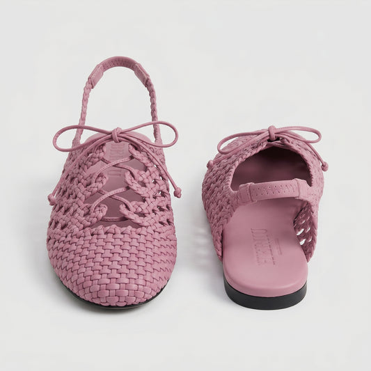 Woven Leather Slingback Ballet Flats