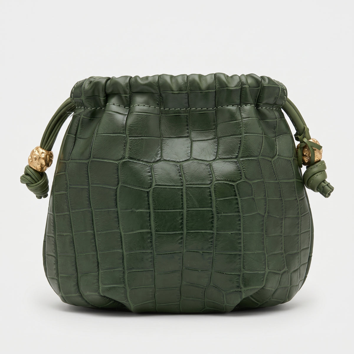 Croc-Embossed Leather Drawstring Bag