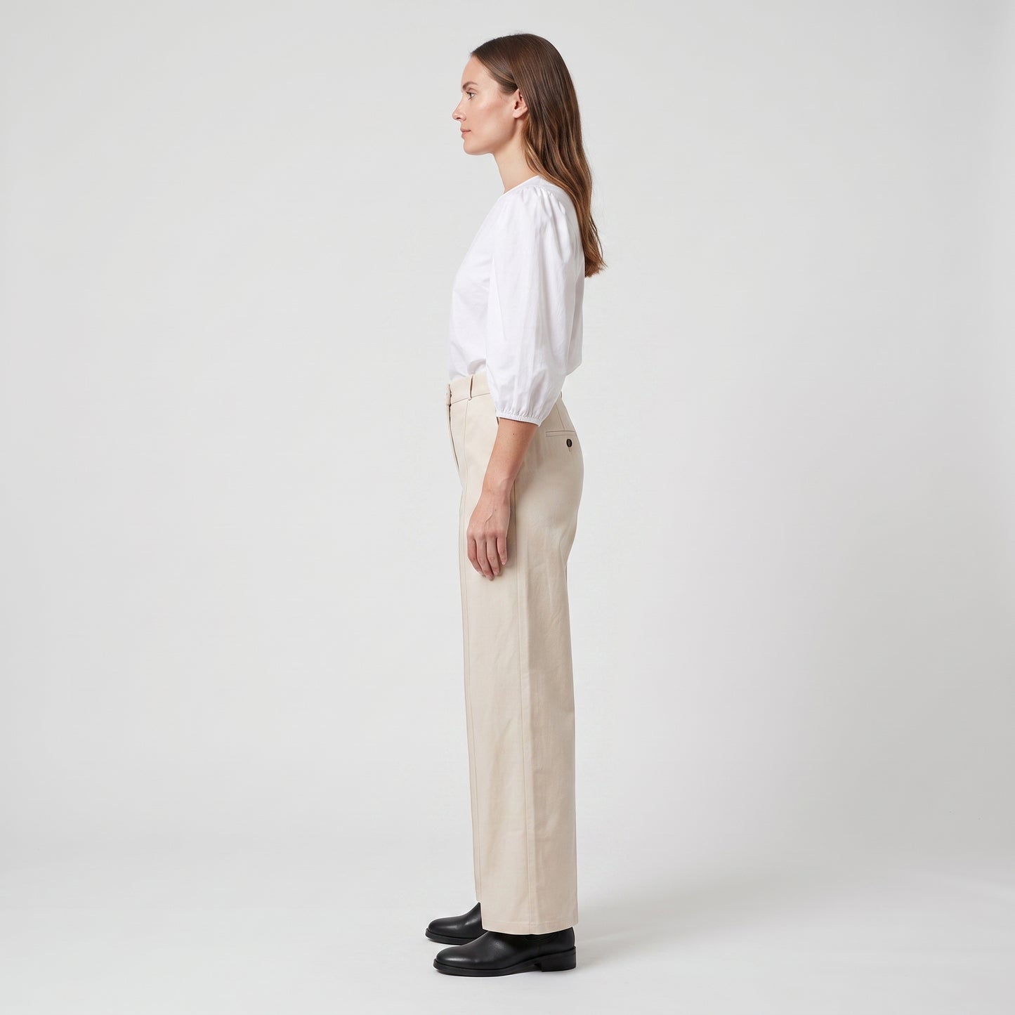 Tailored Cream Wide Leg Trousers