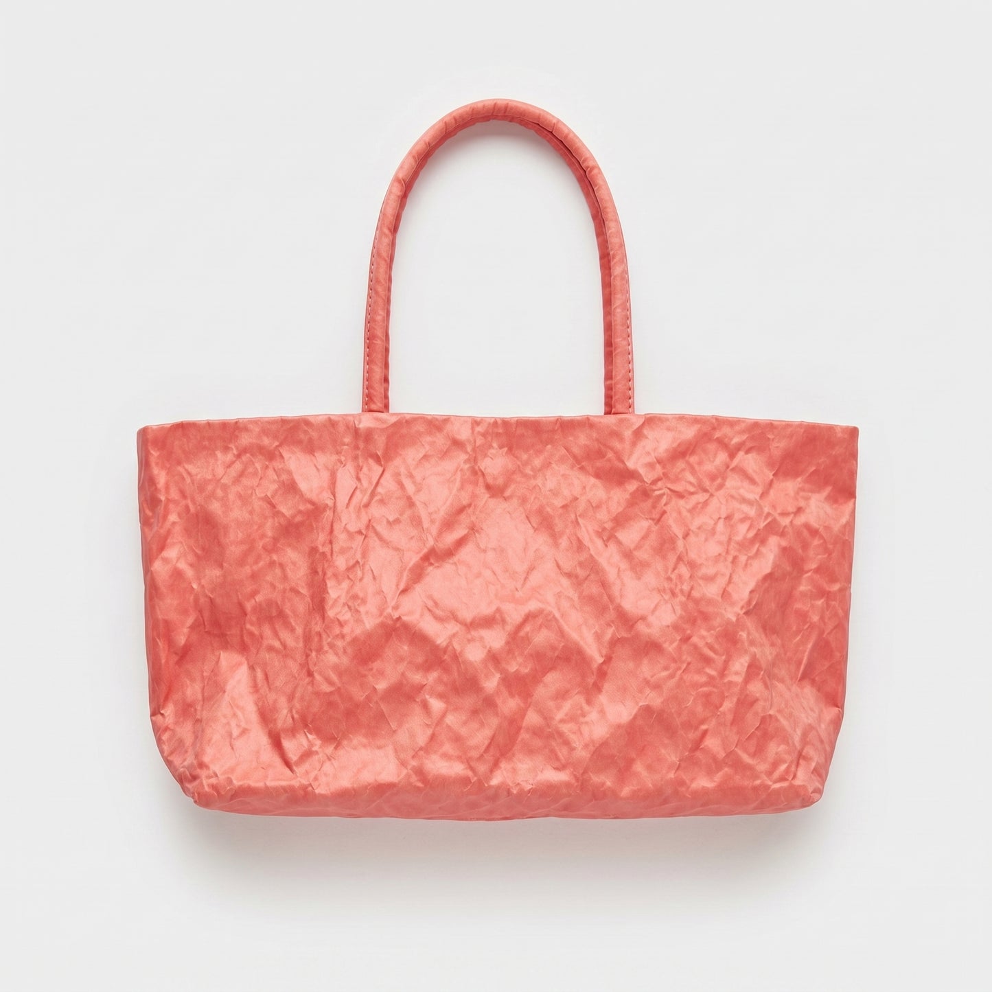 Coral Crinkled Satin Tote Bag