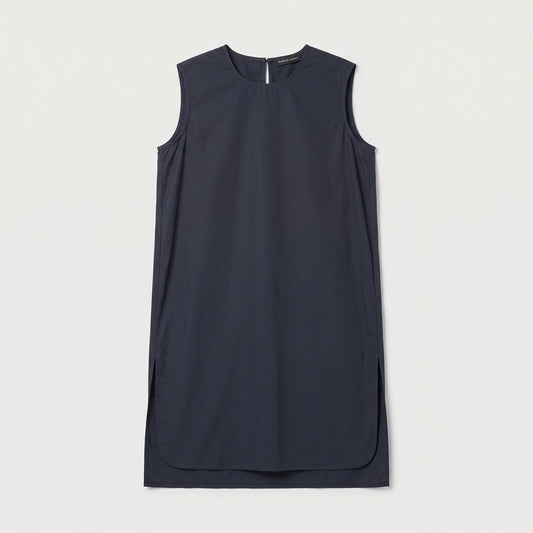 Sleeveless Navy Cotton Shift Dress