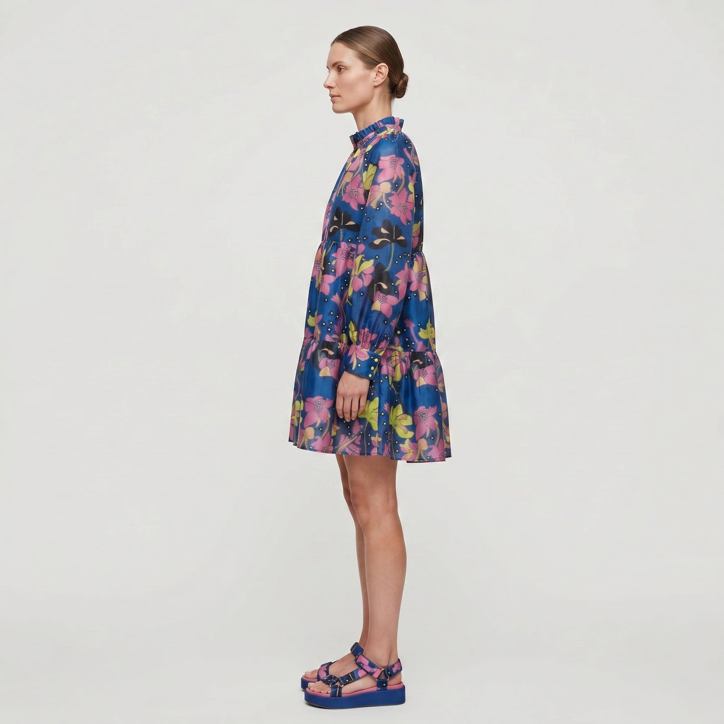 Floral Print Tiered Mini Dress