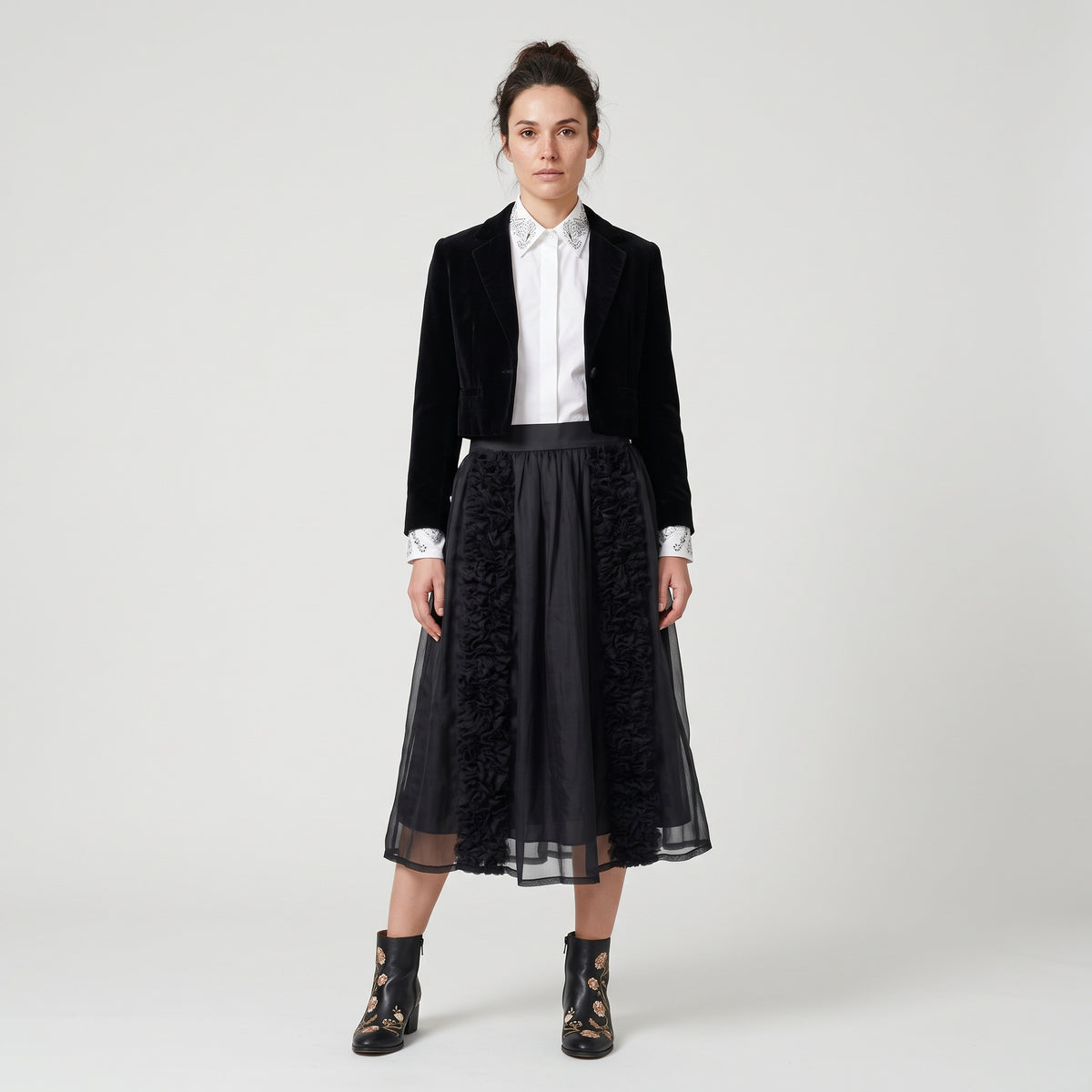 Embellished Black Tulle Skirt