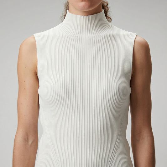 Sleeveless Ribbed Mock Neck Top