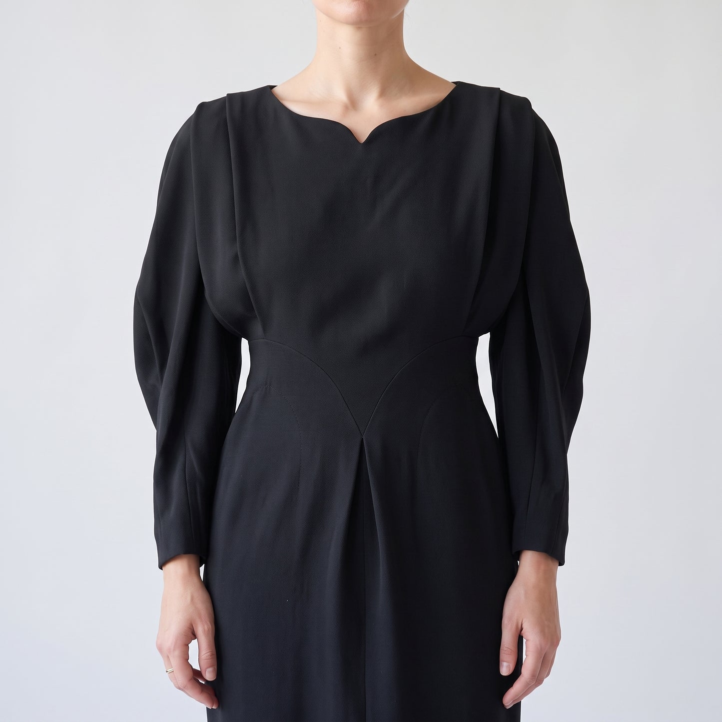Structured Black Midi Dress