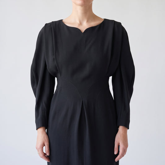 Structured Black Midi Dress