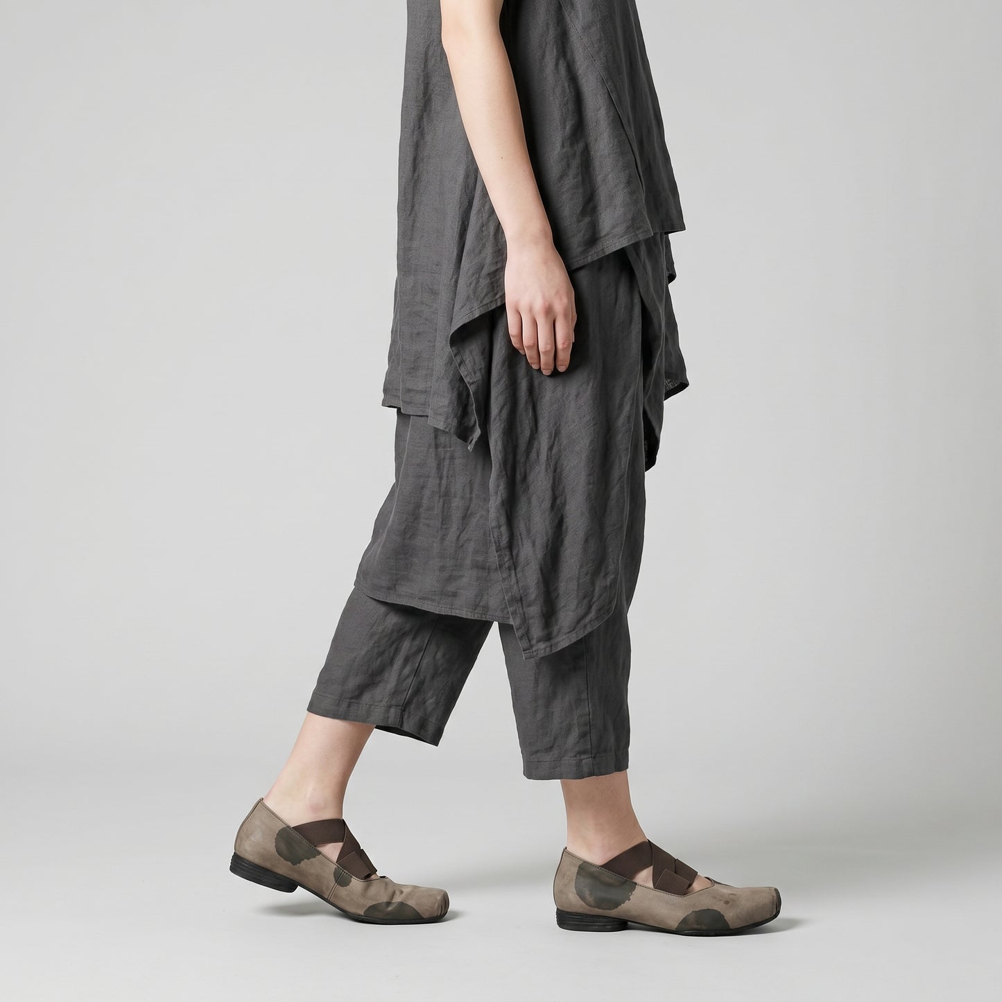 Distressed Leather Ballet Flats