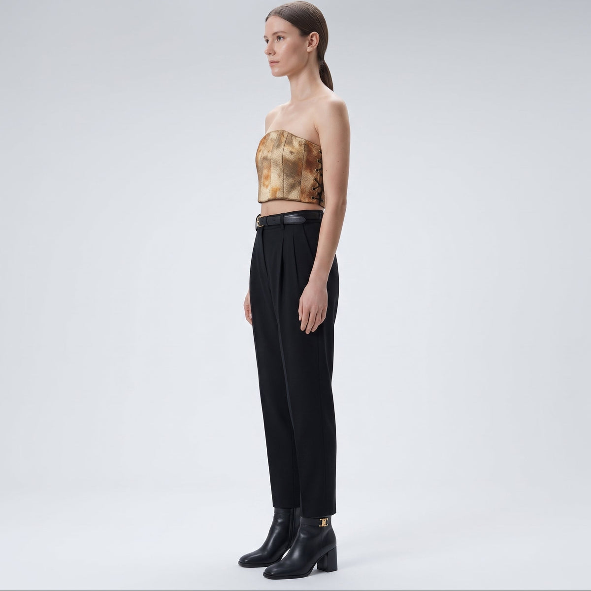 Metallic Gold Structured Corset Top