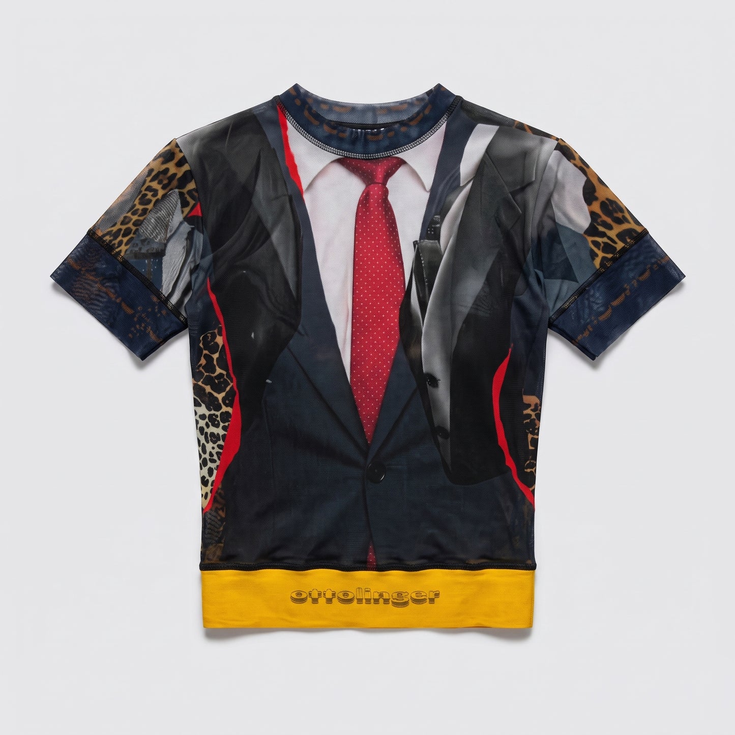 Trompe L'oeil Print Mesh Top