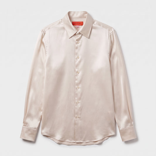 Lustrous Satin Button-Up Shirt