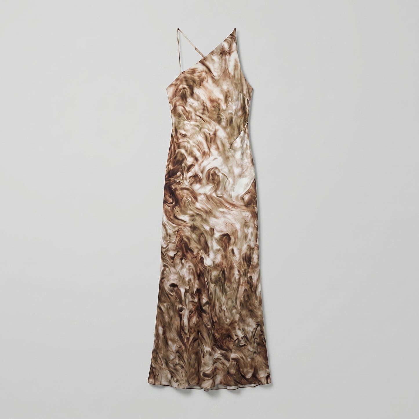 Asymmetric Marble Print Slip Dress