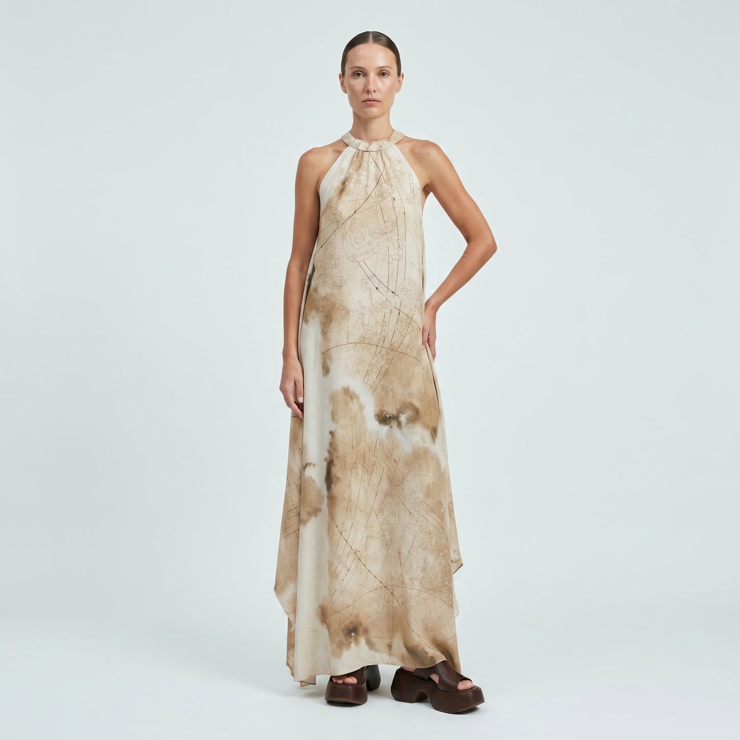 Halter Neck Abstract Print Dress