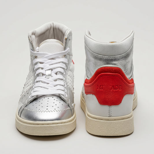 Metallic High-Top Leather Sneakers