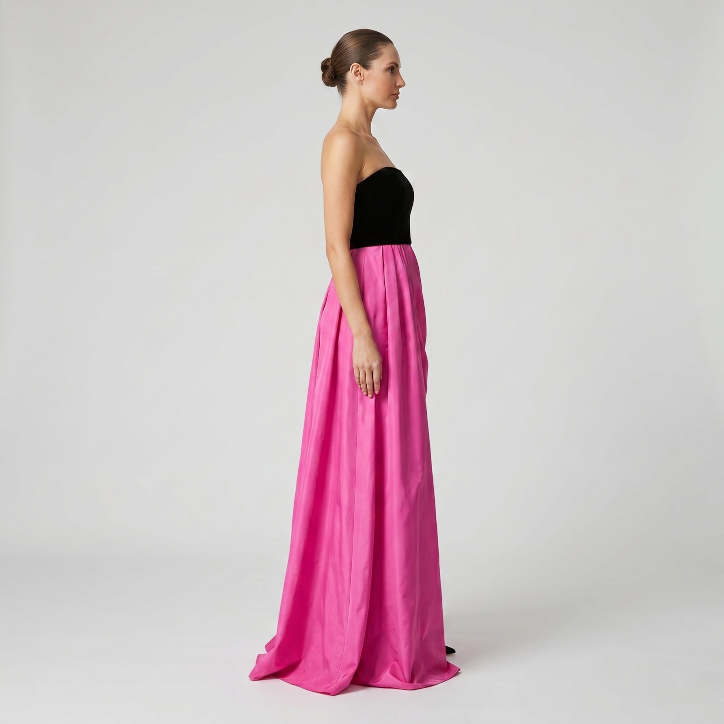Draped Strapless Two-Tone Gown