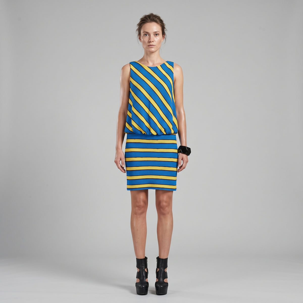 Striped Knit Sleeveless Dress
