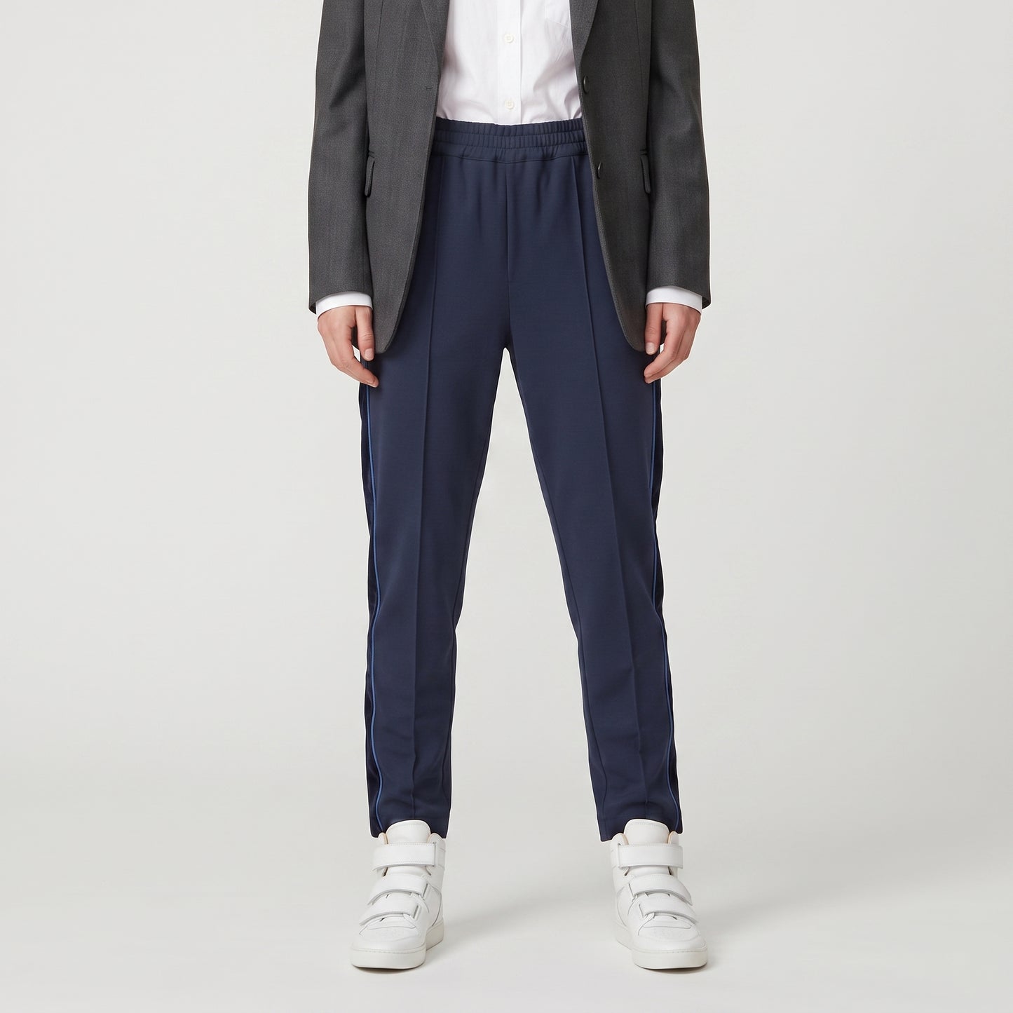 Navy Velvet Trim Jogger Trousers