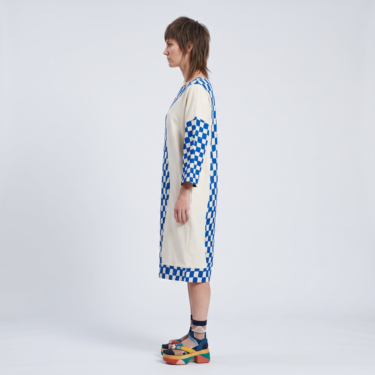 Abstract Checkerboard Shift Dress