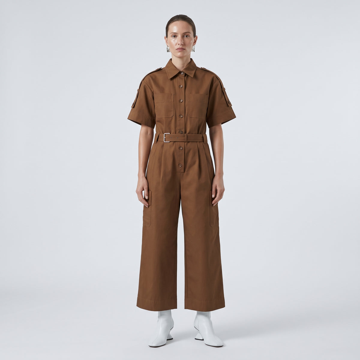 Utility Belted Cotton Jumpsuit