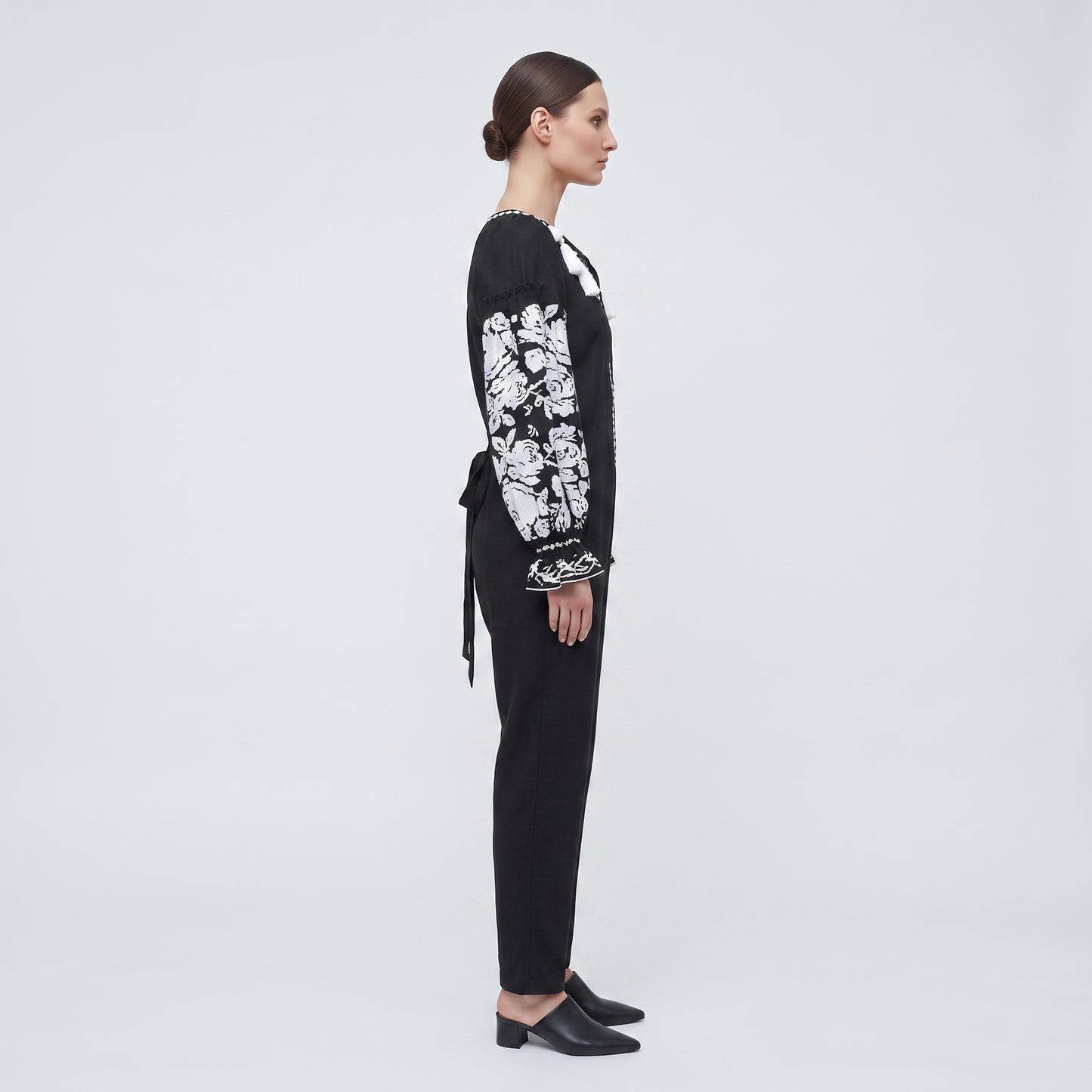 Embroidered Floral Linen Jumpsuit