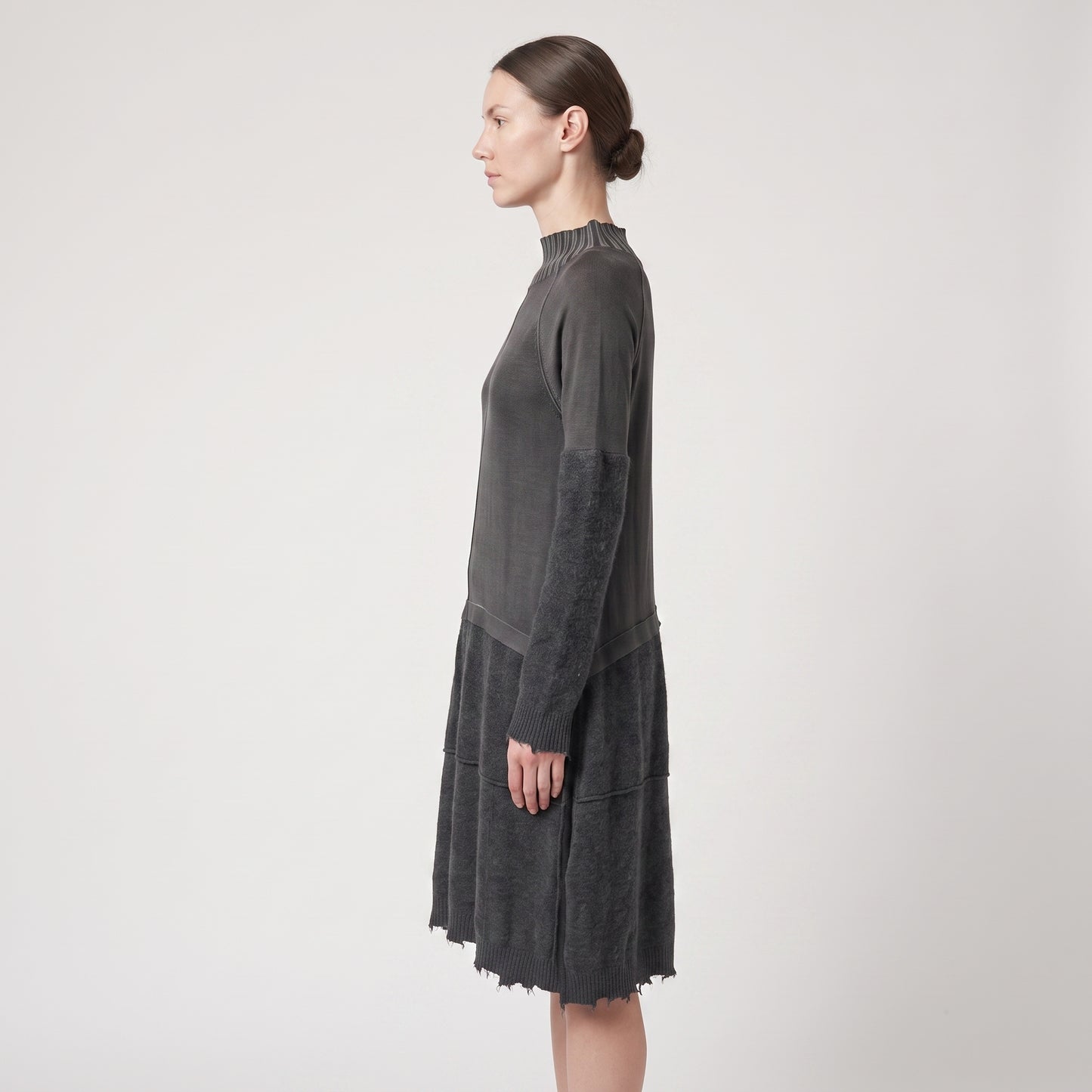 Textured Panel Long Knit Sweater