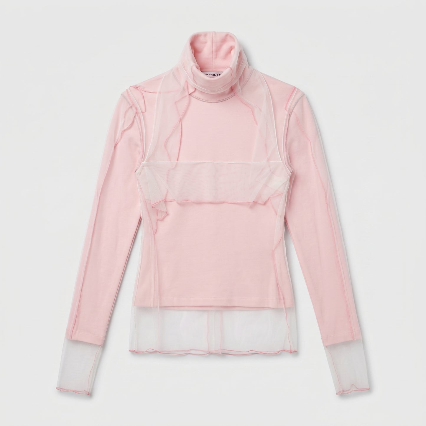 Layered Mesh Turtleneck Top