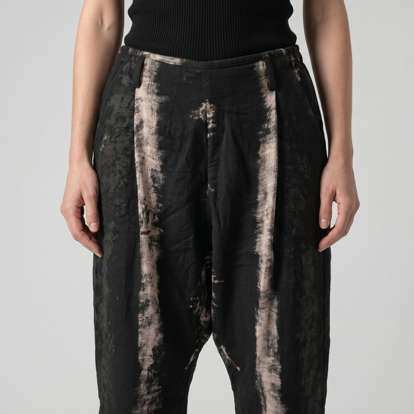 Bleached Effect Tapered Trousers