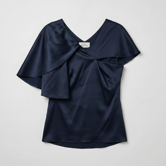 Draped Asymmetric Satin Blouse
