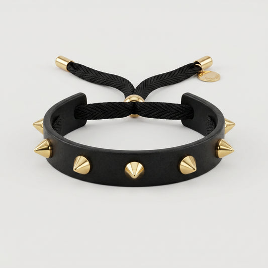 Studded Black Leather Bracelet