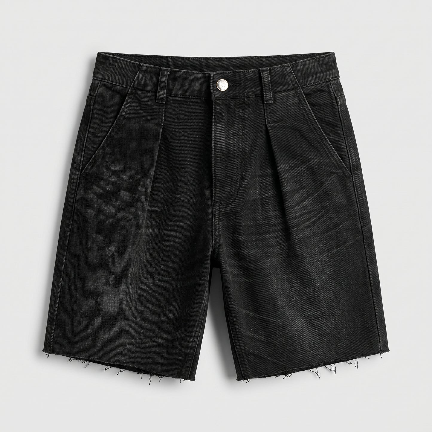 Tailored High-Rise Denim Shorts