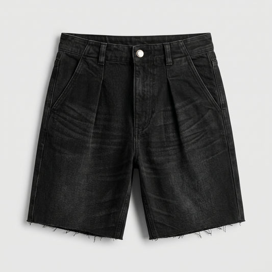 Tailored High-Rise Denim Shorts