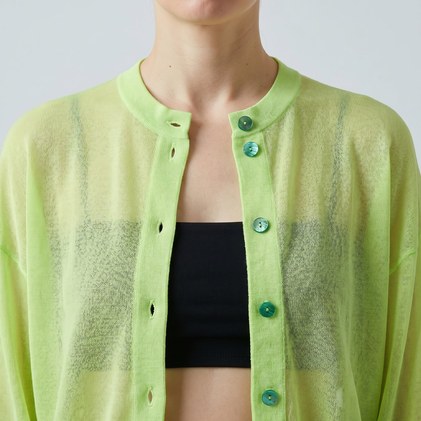Sheer Lime Green Knit Cardigan