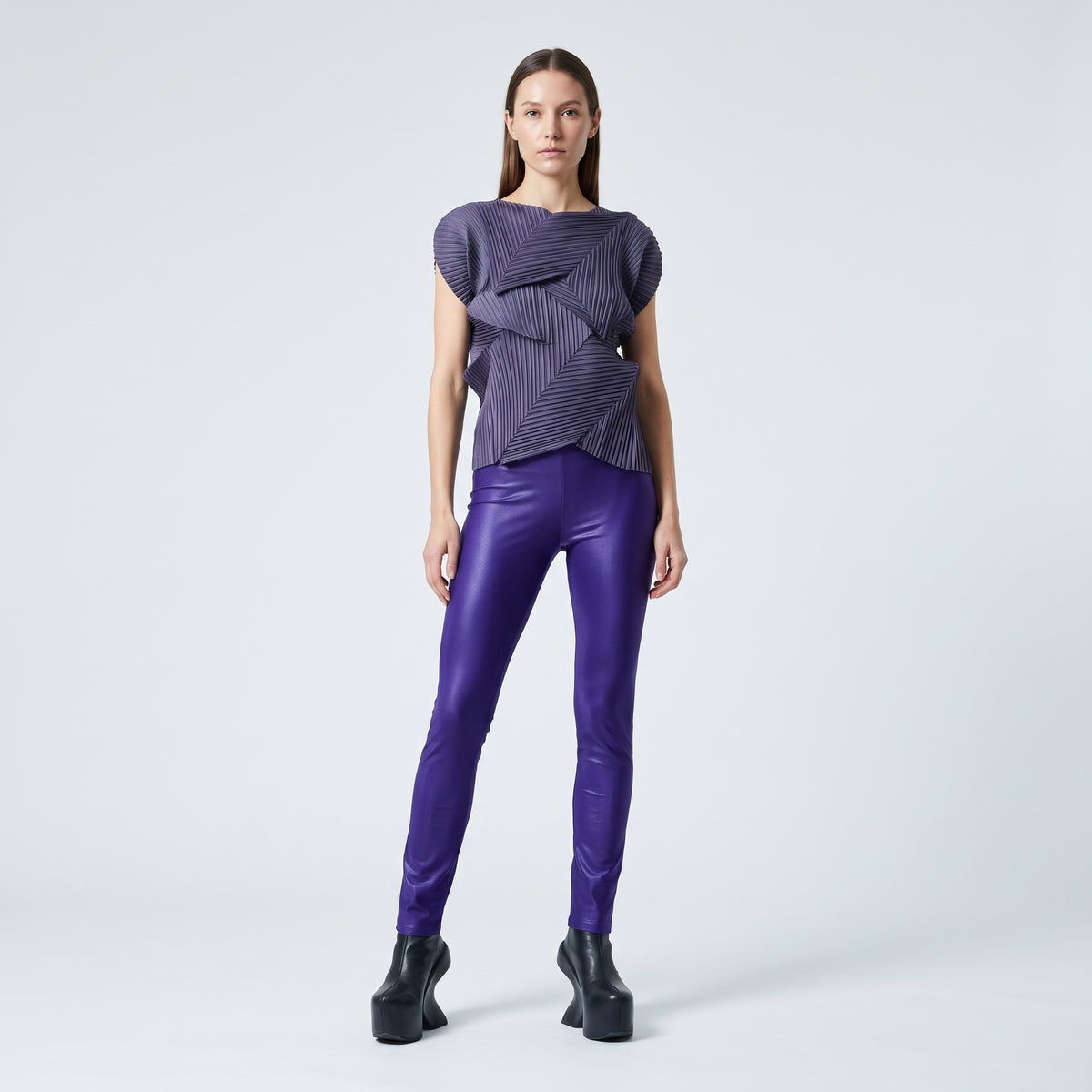 High-Shine Violet Coated Leggings