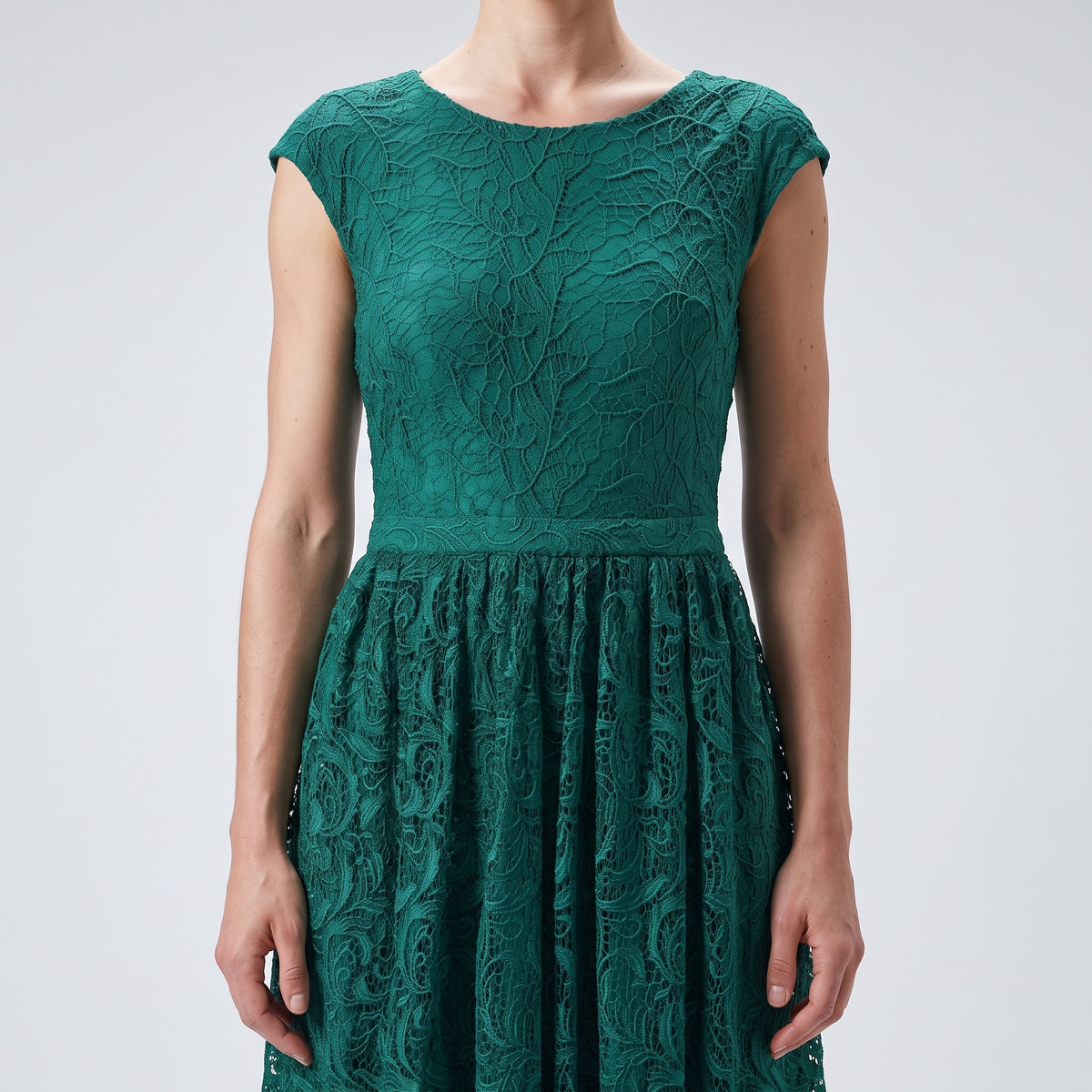Emerald Green Lace Midi Dress