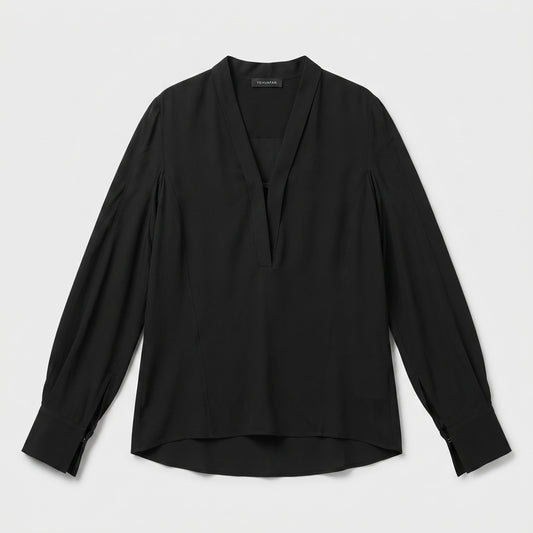 Elegant Black V-Neck Blouse