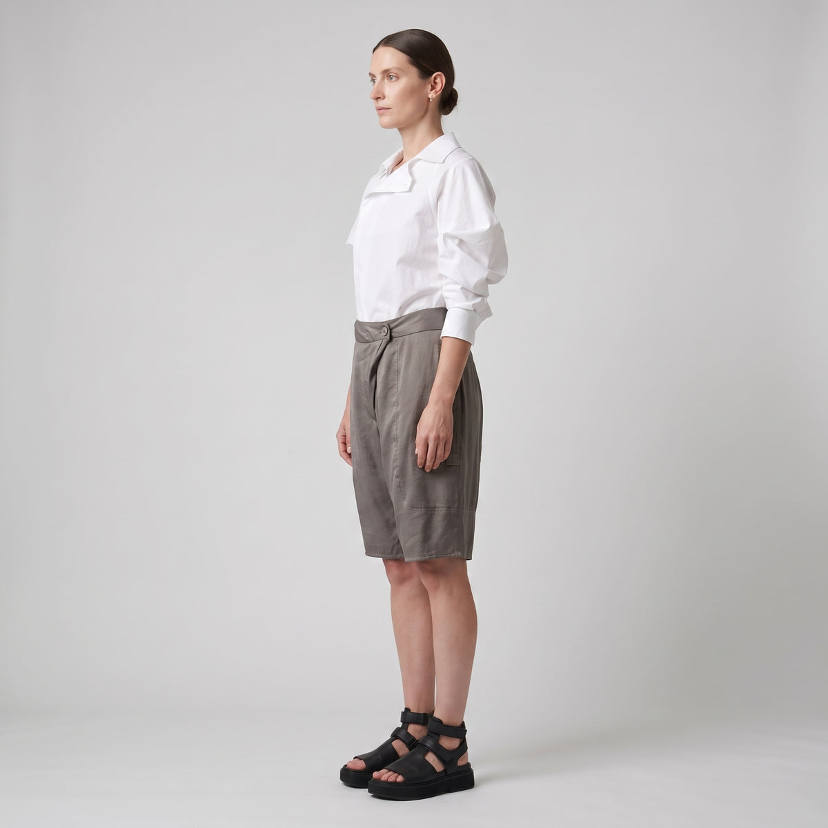 Tailored High-Waist Wrap Shorts
