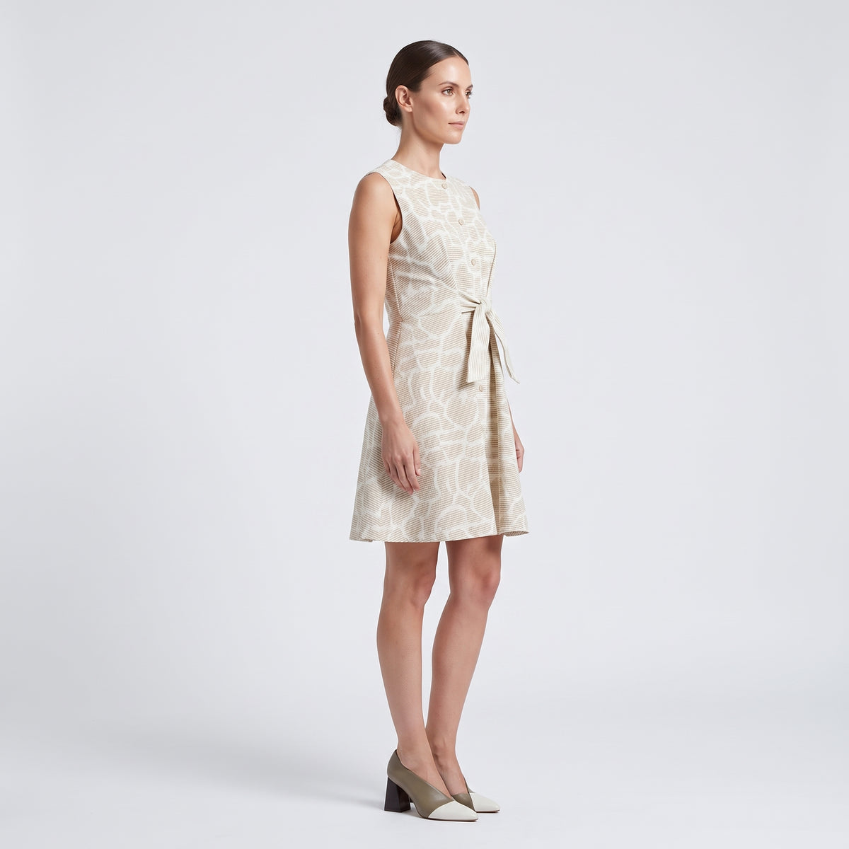 Textured Waist-Tie Sleeveless Vest