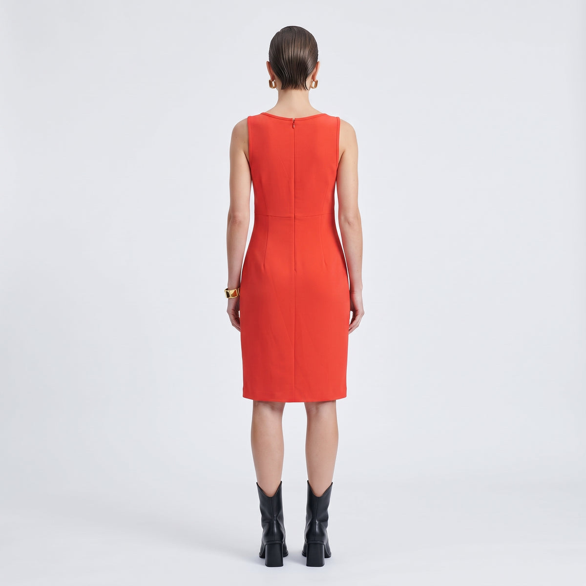 Sleeveless Tailored Red Sheath Dress