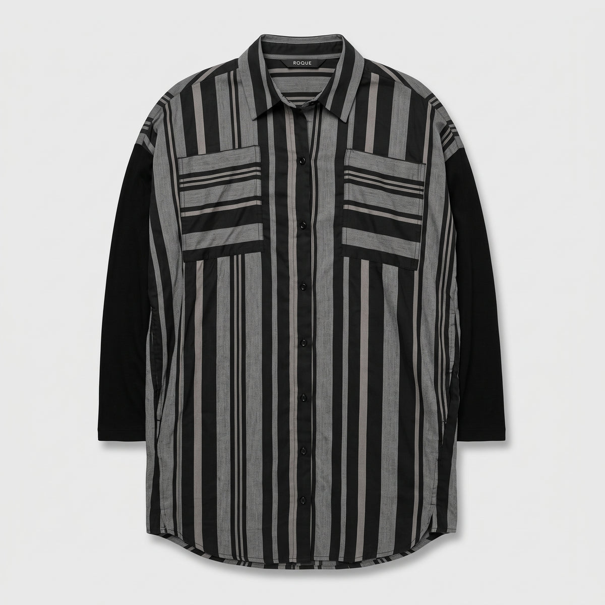 Striped Oversized Cotton Button-Down Shirt