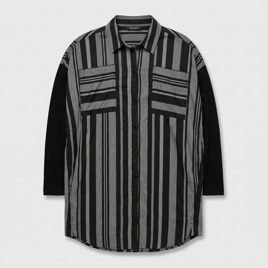 Striped Oversized Cotton Button-Down Shirt