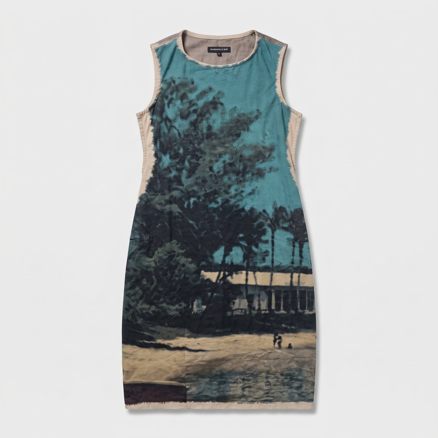 Abstract Landscape Print Sleeveless Dress