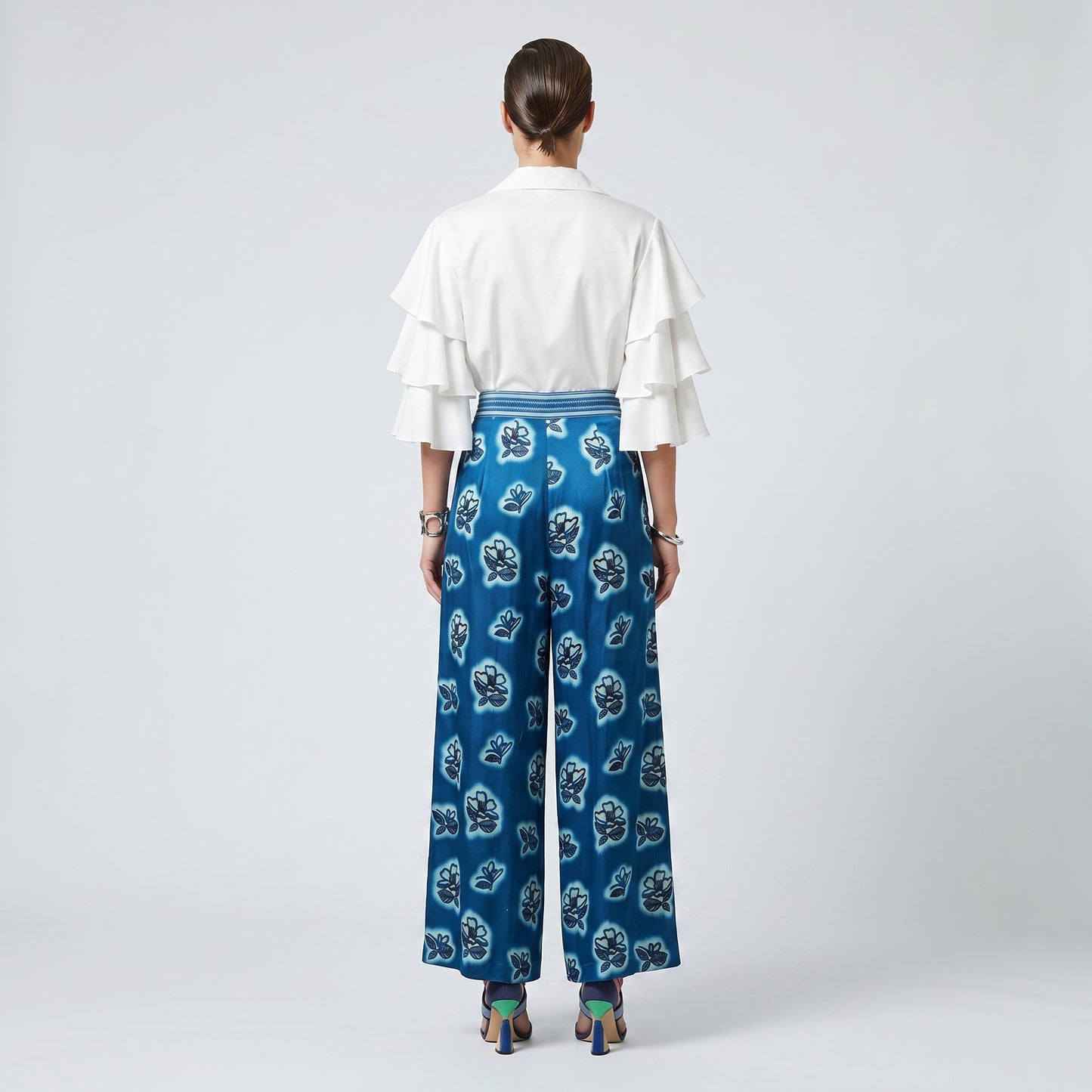 Floral Print Wide Leg Trousers