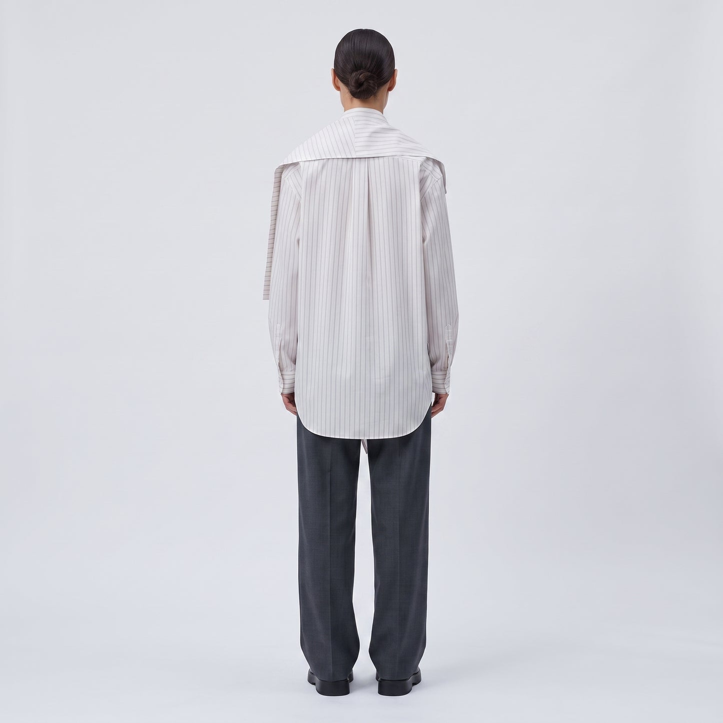 Asymmetric Striped Draped Shirt